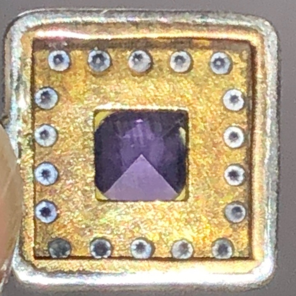💎 925 Diamond & Amethyst Earrings - Picture 5 of 8